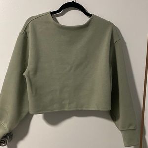 Light green Lululemon crop twist back-to-front crewneck